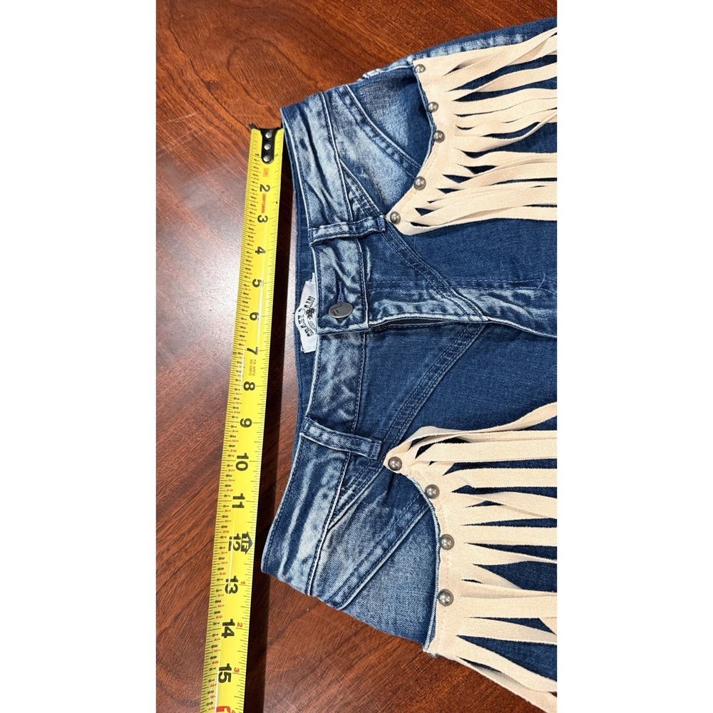 Crazy Train Women's Size‎ S Fringe Denim Shorts Western Rodeo Boho Festival - Picture 3 of 6